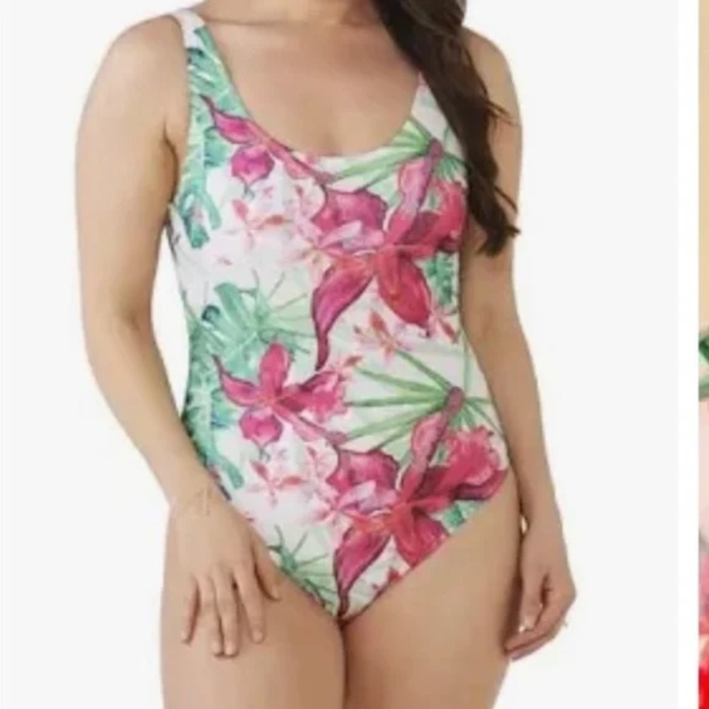 Nicole Miller Floral Swimsuit with Pink and Green Accents